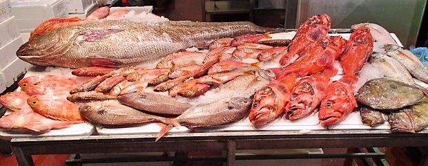 Exposición de pescados en el Mercado Central de Pescados